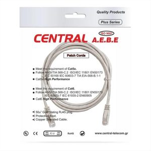 PATCH CORD UTP ΧΑΛΚΟΥ CAT6 5M ΓΚΡΙ CENTRAL - 01-60-804C