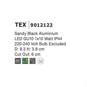 ΣΠΟΤ ΧΩΝΕΥΤΟ ΓΙΑ LED GU10 ΜΑΥΡΟ NOVA LUCE TEX - 9012122