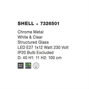 ΦΩΤΙΣΤΙΚΟ ΚΡΕΜΑΣΤΟ 1Φ ΧΡΩΜΙΟ ΜΕΤΑΛΛΙΚΟ ΛΕΥΚΟ/ΔΙΑΦΑΝΟ ΓΥΑΛΙ SHELL NOVA LUCE - 7326501