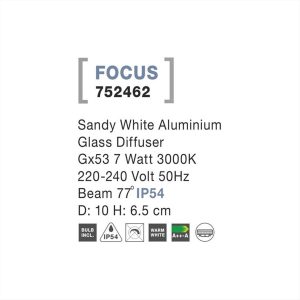 ΦΩΤΙΣΤΙΚΟ ΠΛΑΦΟΝΙΕΡΑ GX53 7W 3000K IP54 FOCUS NOVA LUCE - 752462