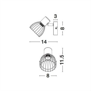 ΦΩΤΙΣΤΙΚΟ ΑΠΛΙΚΑ ΣΠΟΤ ΤΟΙΧΟΥ 1*Ε14 ΜΑΥΡΟ ΜΕΤΑΛΛΟ FIUMICINO NOVA LUCE - 770010