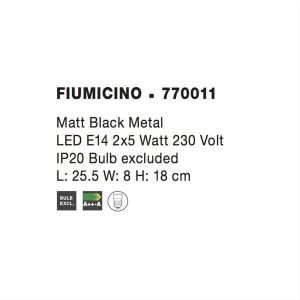 ΦΩΤΙΣΤΙΚΟ ΡΑΓΑ 2*E14 ΜΑΥΡΟ FIUMICINO NOVA LUCE - 770011