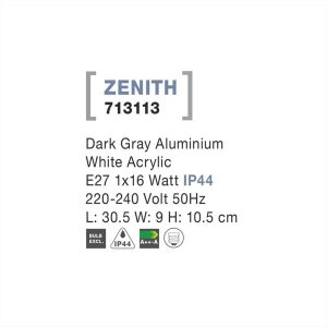 ΦΩΤΙΣΤΙΚΟ ΑΠΛΙΚΑ ΕΞΩΤΕΡΙΚΟΥ ΧΩΡΟΥ Ε27 DARK GRAY ZENITH NOVA LUCE - 713113