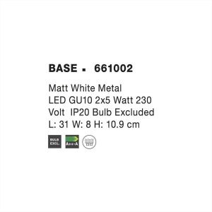 ΦΩΤΙΣΤΙΚΟ ΣΠΟΤ ΡΑΓΑ ΜΕΤΑΛΛΙΚΟ ΛΕΥΚΟ 2*GU10 BASE NOVA LUCE - 661002