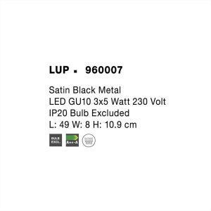 ΦΩΤΙΣΤΙΚΟ ΣΠΟΤ ΡΑΓΑ 3*GU10  ΜΑΥΡΟ ΜΕΤΑΛΛΙΚΟ LUP NOVA LUCE - 960007