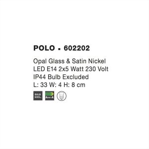 ΦΩΤΙΣΤΙΚΟ ΑΠΛΙΚΑ ΜΠΑΝΙΟΥ ΟΠΑΛ 2*E14 IP44 POLO NOVA LUCE - 602202