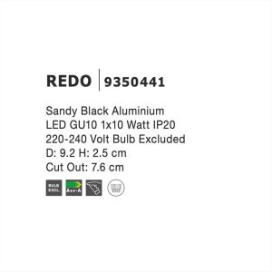 ΦΩΤΙΣΤΙΚΟ ΣΠΟΤ ΚΙΝΗΤΟ ΧΩΝΕΥΤΟ GU10 ΜΑΥΡΟ REDO NOVA LUCE - 9350441