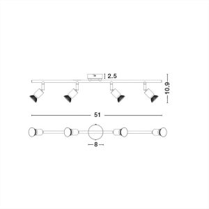 ΦΩΤΙΣΤΙΚΟ ΣΠΟΤ ΡΑΓΑ ΜΕΤΑΛΛΙΚΟ 4*GU10 BASE NOVA LUCE - 660004