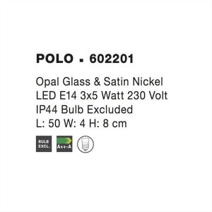 ΦΩΤΙΣΤΙΚΟ ΑΠΛΙΚΑ ΜΠΑΝΙΟΥ ΟΠΑΛ 3*E14 POLO NOVA LUCE - 602201