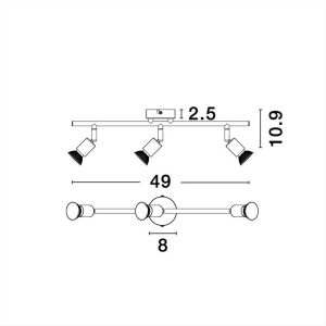 ΦΩΤΙΣΤΙΚΟ ΣΠΟΤ ΡΑΓΑ 3*GU10  ΜΑΥΡΟ ΜΕΤΑΛΛΙΚΟ LUP NOVA LUCE - 960007