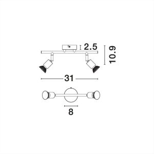 ΦΩΤΙΣΤΙΚΟ ΣΠΟΤ ΡΑΓΑ ΝΙΚΕΛ ΜΕΤΑΛΛΙΚΟ 2*GU10 BASE NOVA LUCE - 660002