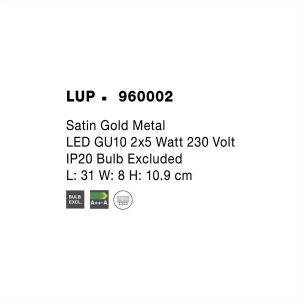 ΦΩΤΙΣΤΙΚΟ ΣΠΟΤ ΡΑΓΑ 2*GU10 ΧΡΥΣΟ ΜΕΤΑΛΛΙΚΟ LUP NOVA LUCE - 960002