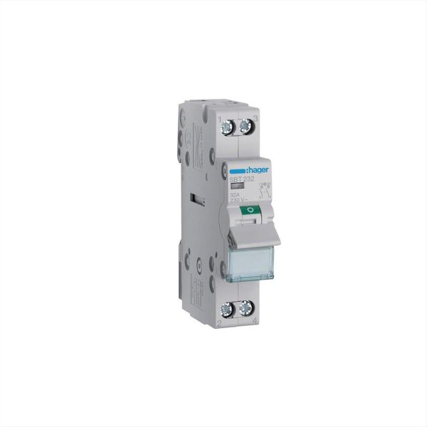 ΔΙΑΚΟΠΤΗΣ ΡΑΓΑΣ 2*32A 1Μ ΜΕ ΛΥΧΝΙΑ LED HAGER - SBT232