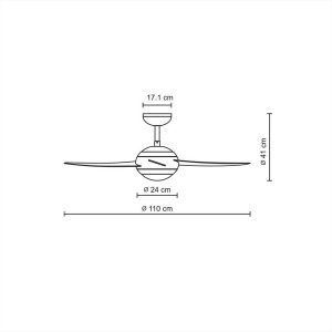 ΑΝΕΜΙΣΤΗΡΑΣ ΟΡΟΦΗΣ ΜΕ ΦΩΤΙΣΤΙΚΟ 110CM 44'' PRCF-80424 PRIMO - 800424