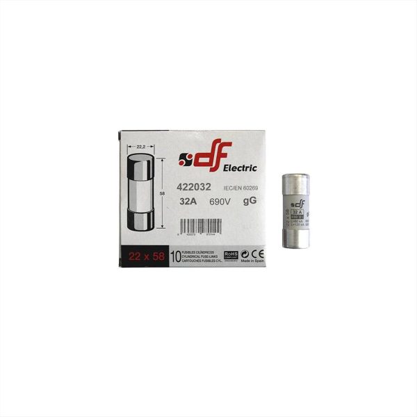 ΦΥΣΙΓΓΙΟ ΚΥΛΙΝΔΡΙΚΟ 22*58mm 32Α gG DF ELECTRIC - 88-2032