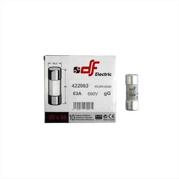 ΦΥΣΙΓΓΙΟ ΚΥΛΙΝΔΡΙΚΟ 22*58mm 63Α gG DF ELECTRIC - 88-2063