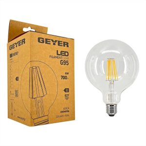 ΛΑΜΠΑ LED Ε27 G95 6W 4000Κ FILAMENT GEYER - LFGNC276