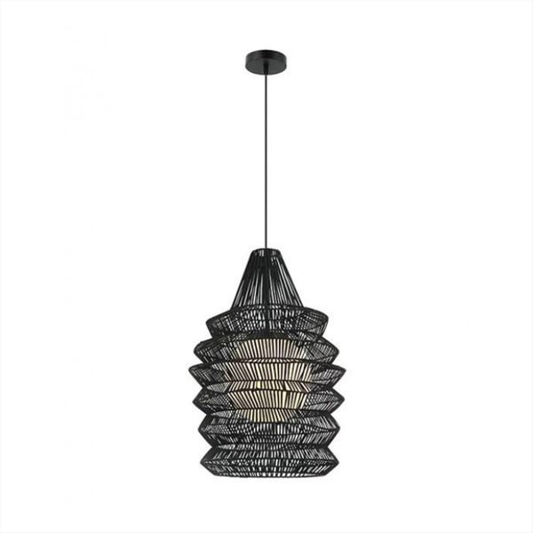 ΦΩΤΙΣΤΙΚΟ ΚΡΕΜΑΣΤΟ 1Φ Ε27 ΜΑΥΡΟ RATTAN ZAMBELIS - 20155