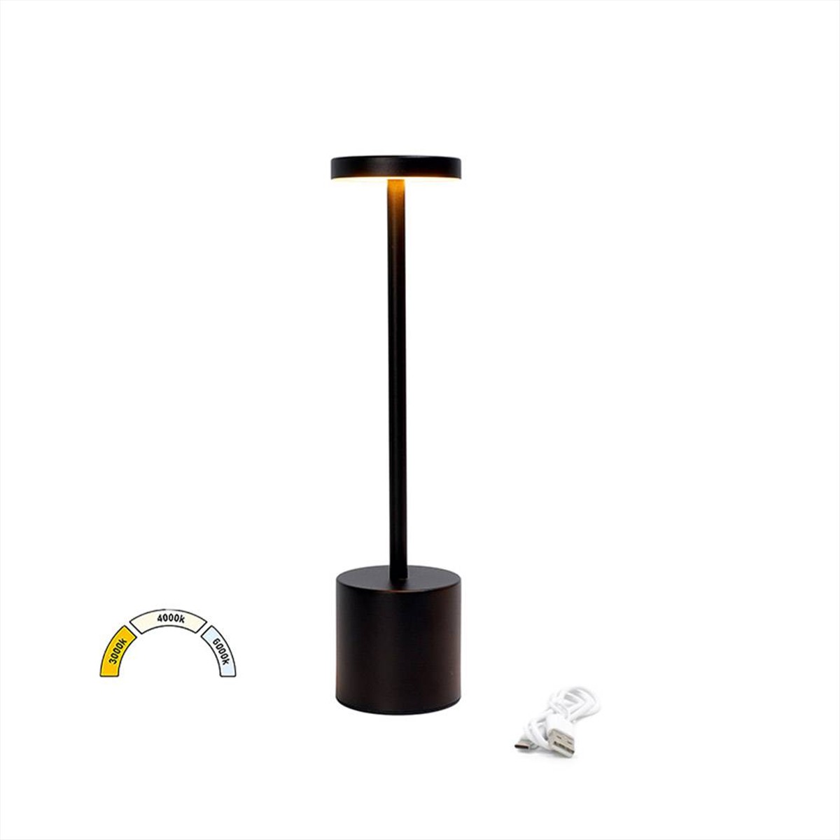 ΦΩΤΙΣΤΙΚΟ LED ΠΟΡΤΑΤΙΦ ΕΠΑΝΑΦΟΡΤΙΖΟΜΕΝΟ 3W CCT DIMMABLE ΜΑΥΡΟ ADELEQ - 5-0031