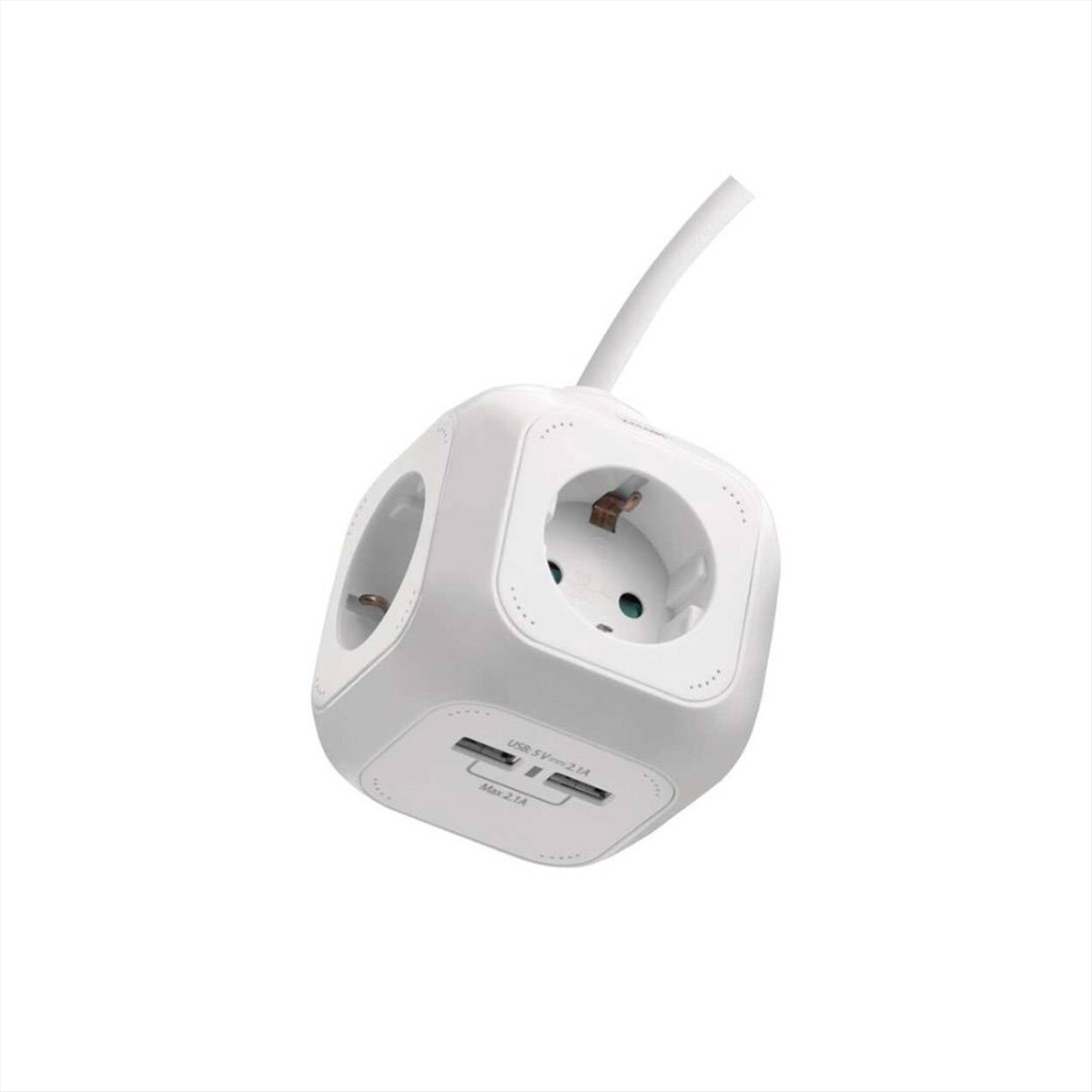 ΠΟΛΥΠΡΙΖΟ CUBE 4 ΘΕΣΕΩΝ ΣΟΥΚΟ & 2USB 1.9m ΚΑΛΩΔΙΟ ΛΕΥΚΟ EMOS - P04219GU
