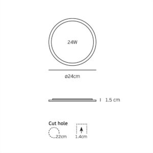 ΦΩΤΙΣΤΙΚΟ LED PANEL 24W 3CCT 24CM ΜΑΥΡΟ VK/04017/B/CCT VK LED - 64173-098123
