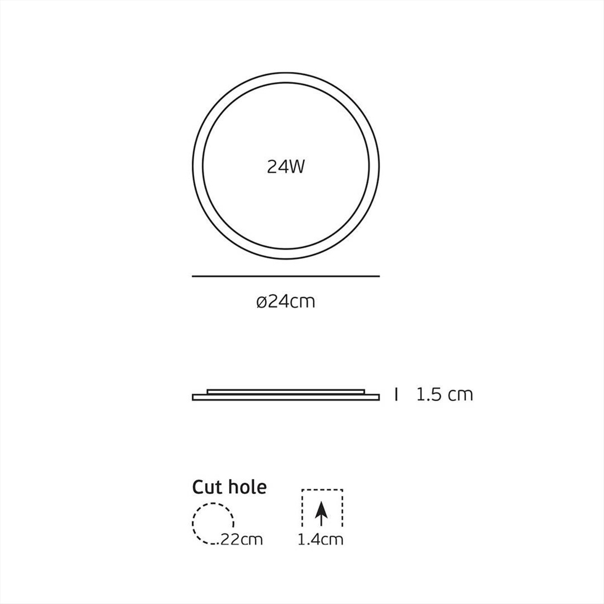 ΦΩΤΙΣΤΙΚΟ LED PANEL 24W 3CCT 24CM ΜΑΥΡΟ VK/04017/B/CCT VK LED - 64173-098123