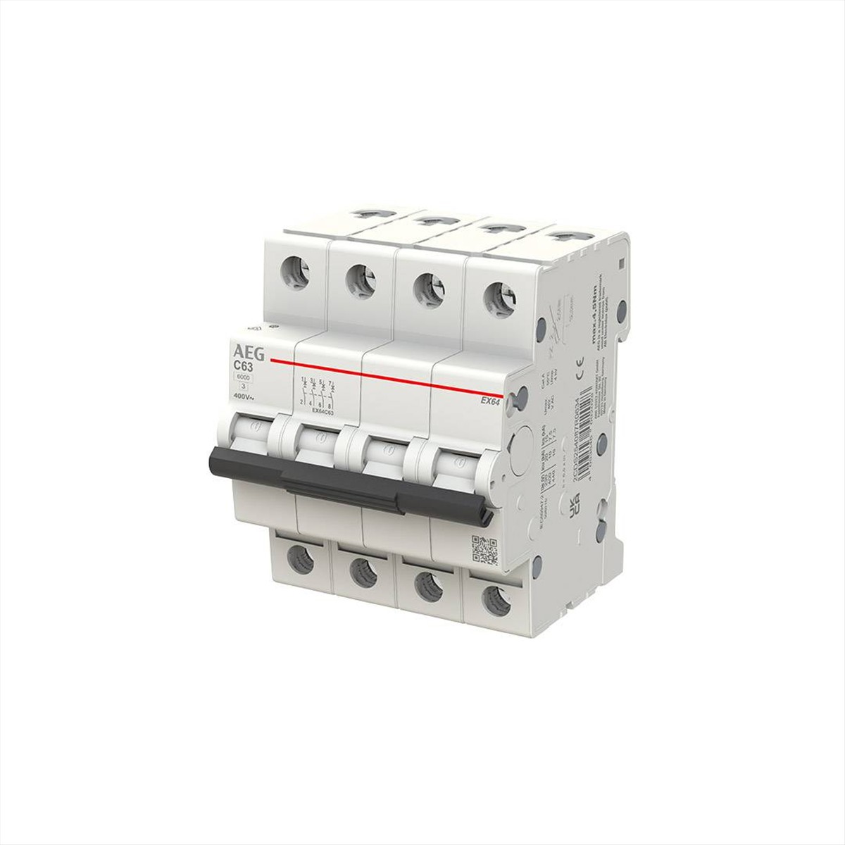 ΑΣΦΑΛΕΙΑ ΑΥΤΟΜΑΤΗ 4*63A 6kA C 4P AEG - EX64C63