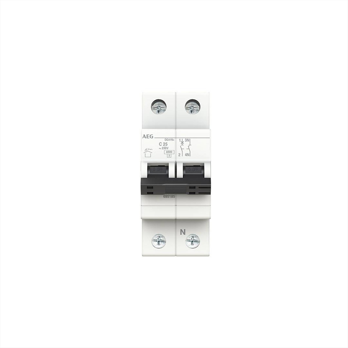 ΑΣΦΑΛΕΙΑ ΑΥΤΟΜΑΤΗ 1*25+Ν C 4.5kA 2M DG41N+ C25 AEG - 695185